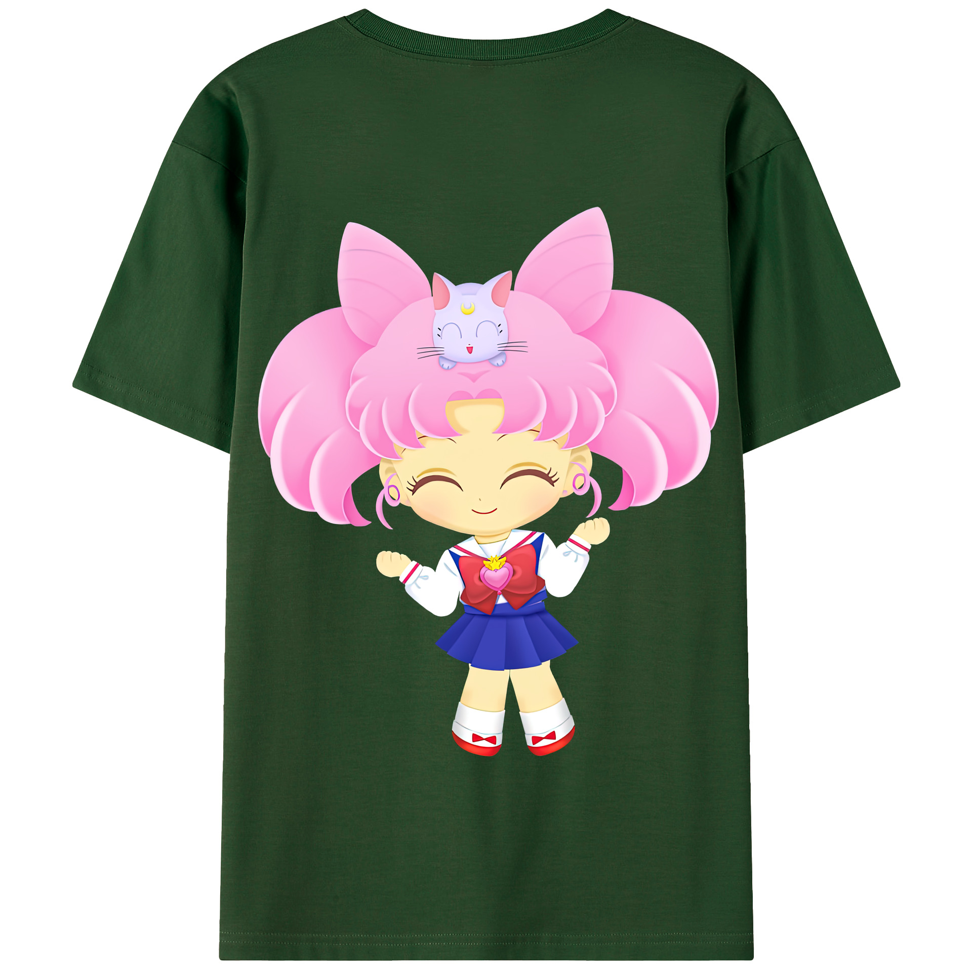 （画像用） 美少女戦士セーラームーン ちびうさ Sailor Moon Chibiusa Tsukino Usagi Small Lady Serenity 綿100％半袖Tシャツ（背面プリント）